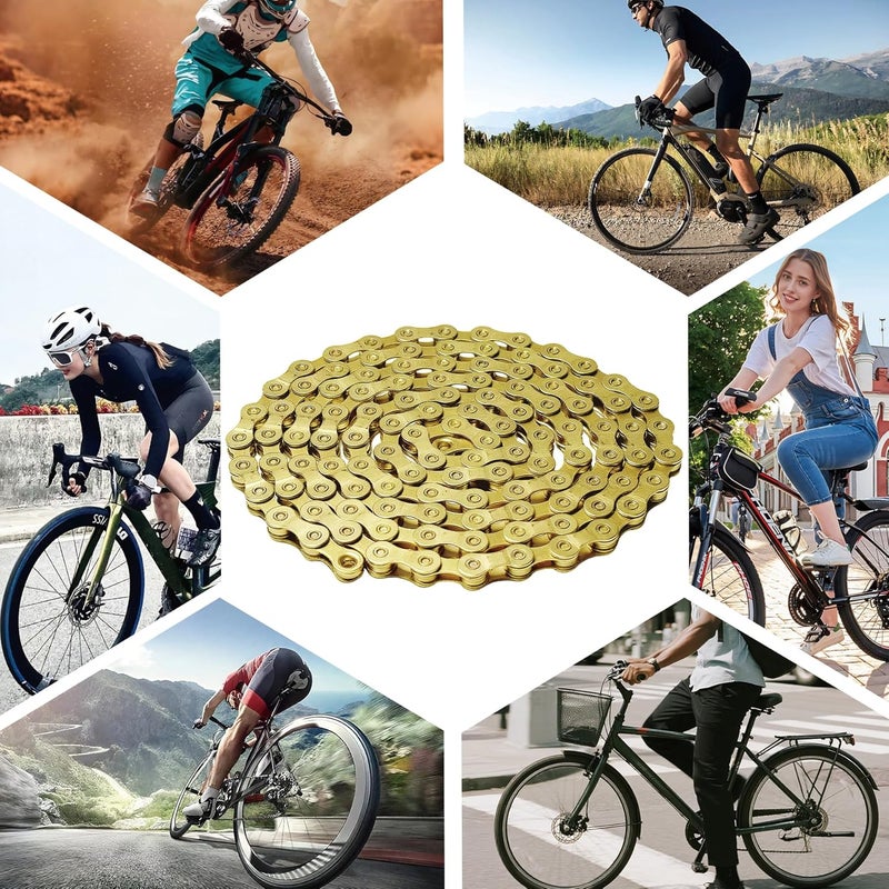 RainFlowwer 6/7/8/9/10/11/12 Speed Bike Chain – High-Strength, Durable & Smooth-Shifting for Road/Mountain Bikes (Gold-12-Speed) - Image 3